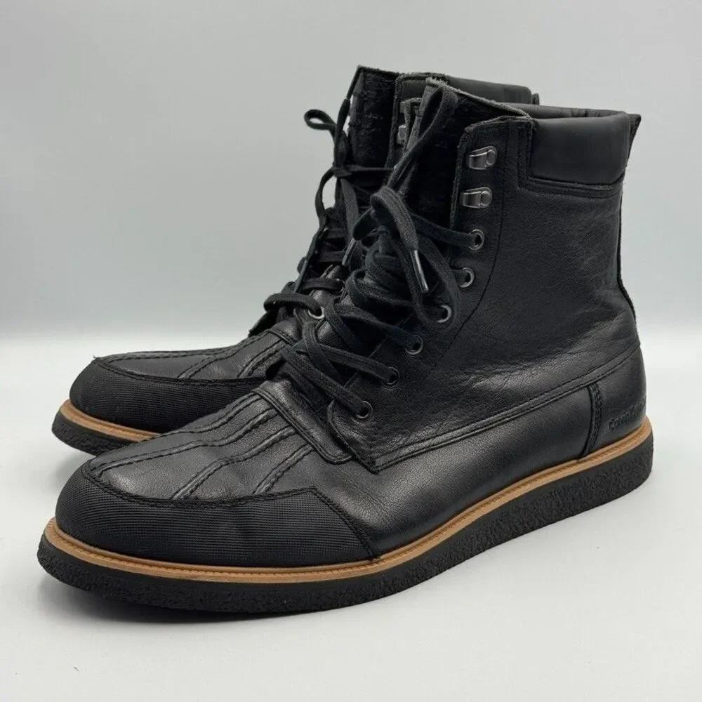 Calvin Klein Fargo Boots Men's 12 Black Leather Lace-Up Good Condition